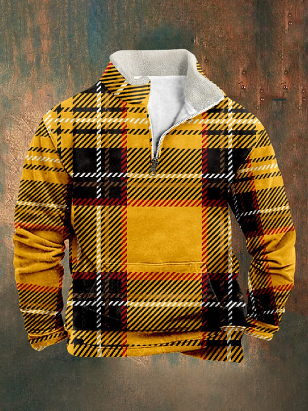 Vintage Comfy Plaid Sweatshirt Hoodies coofandy PAT4 S 