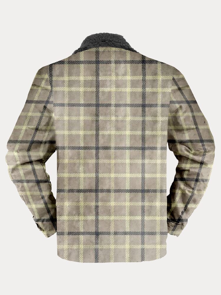 Comfy Fleece Lined Plaid Jacket Jackets coofandy 