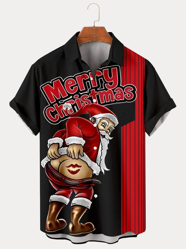 Funny Santa Claus Printed Shirt Shirts coofandy PAT1 S 