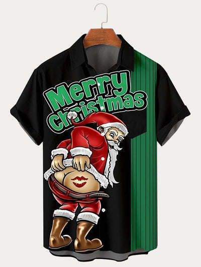 Funny Santa Claus Printed Shirt Shirts coofandy PAT4 S 