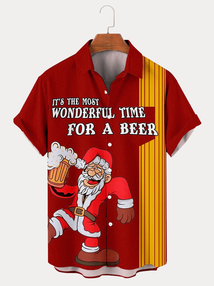 Creative Santa Claus Print Shirt Shirts coofandy Red S 
