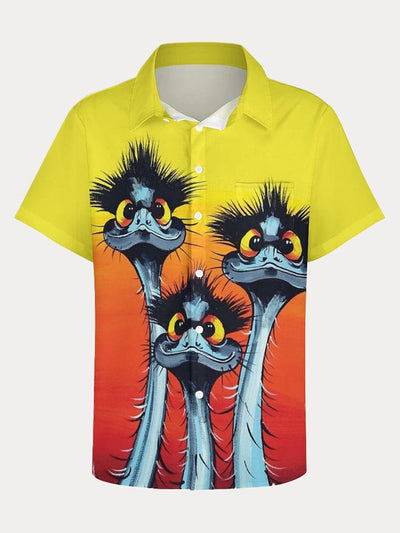 Ostrich Graphic Cotton Linen Shirt Shirts coofandy 
