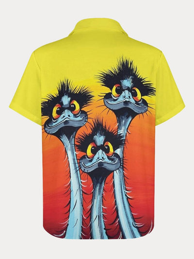 Ostrich Graphic Cotton Linen Shirt Shirts coofandy 
