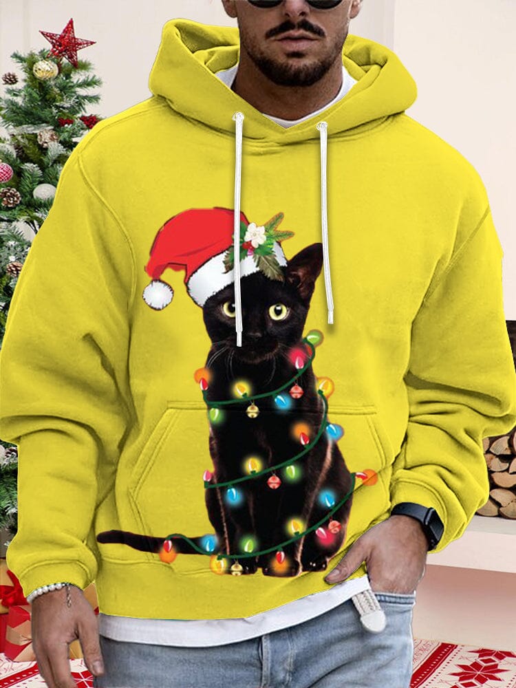 Casual Cat Graphic Pullover Hoodie Hoodies coofandy PAT3 S 