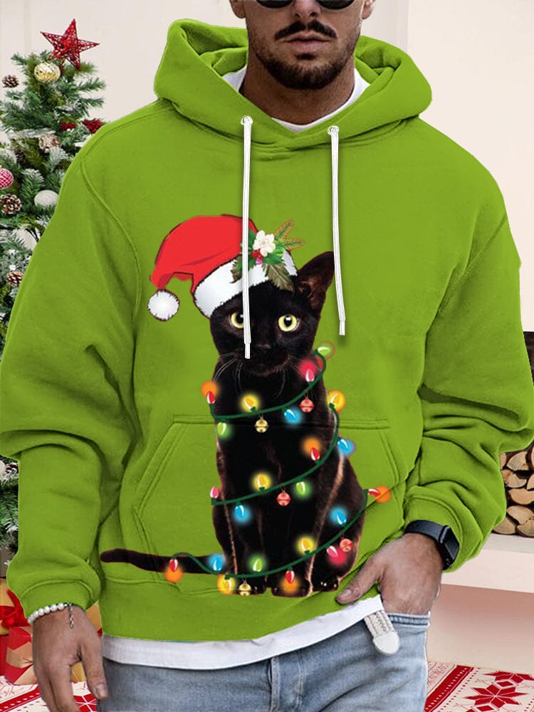 Casual Cat Graphic Pullover Hoodie Hoodies coofandy PAT4 S 