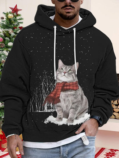 Casual Cat Graphic Pullover Hoodie Hoodies coofandy PAT6 S 