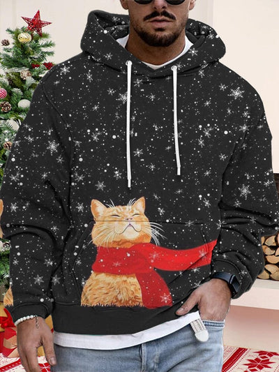 Casual Cat Graphic Pullover Hoodie Hoodies coofandy PAT7 S 