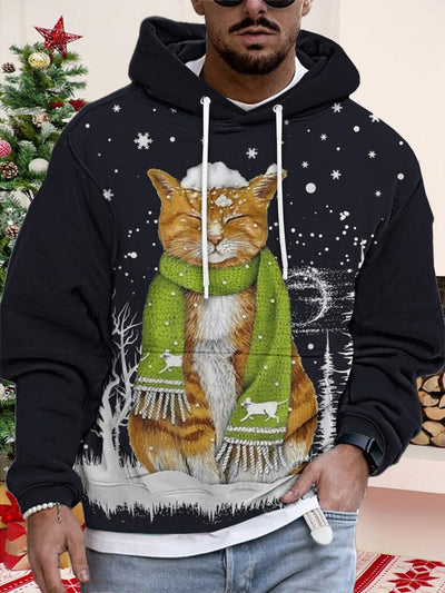 Casual Cat Graphic Pullover Hoodie Hoodies coofandy PAT8 S 