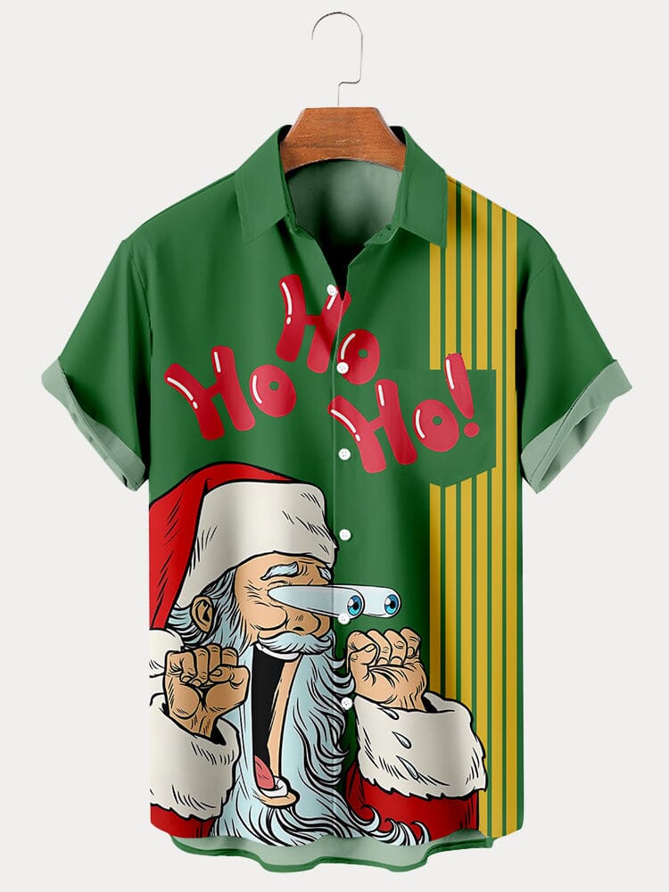 Funny Santa Claus Graphic Shirt Shirts coofandy Green S 
