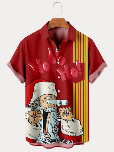Funny Santa Claus Graphic Shirt Shirts coofandy Red S 