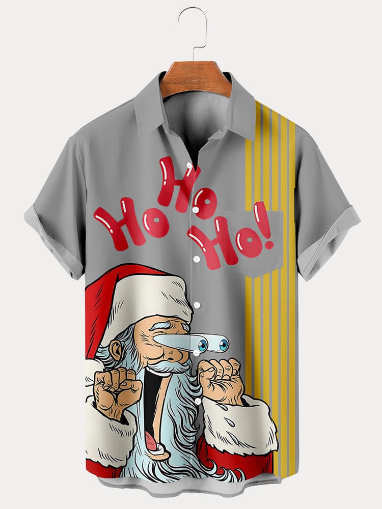 Funny Santa Claus Graphic Shirt Shirts coofandy Grey S 