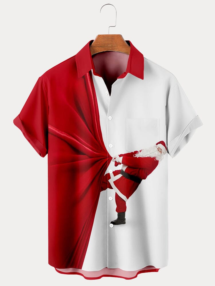 Creative Santa Claus Graphic Shirt Shirts coofandy Red S 
