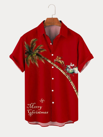 Creative Christmas Cotton Linen Shirt Shirts coofandy Red S 