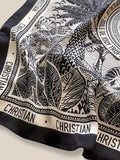 Stylish Printed Square Silk Scarf Scarf coofandy 