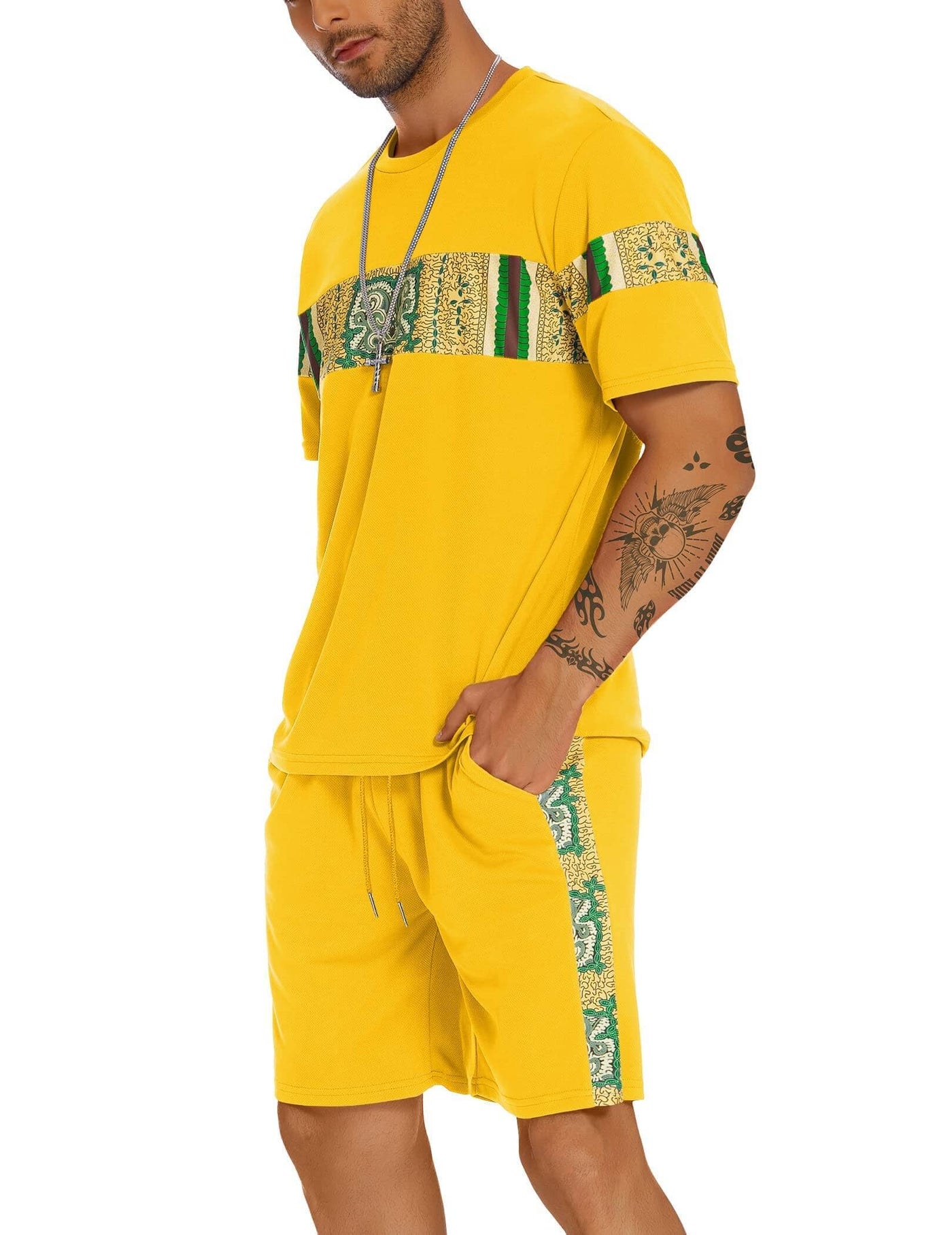 Coofandy 2pcs Sports Mesh Tracksuit (US Only) T-Shirt coofandy Yellow S 
