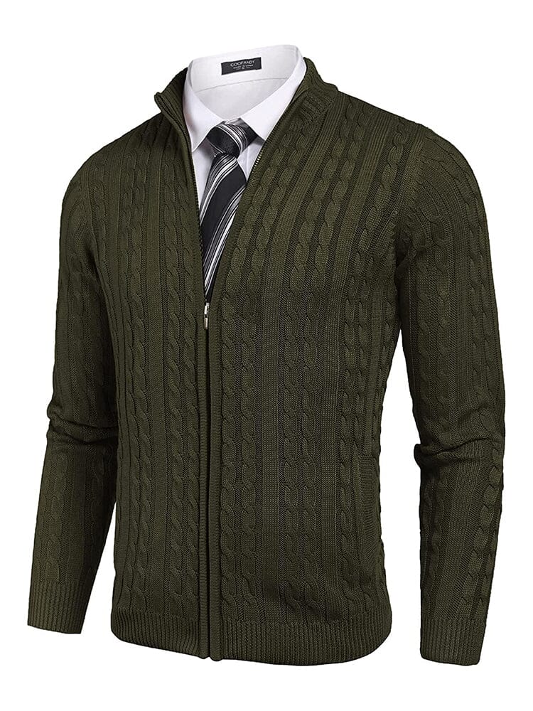Cardigan Knitted Zip Up Sweater with Pockets (US Only) Sweaters Coofandy's Army Green S 