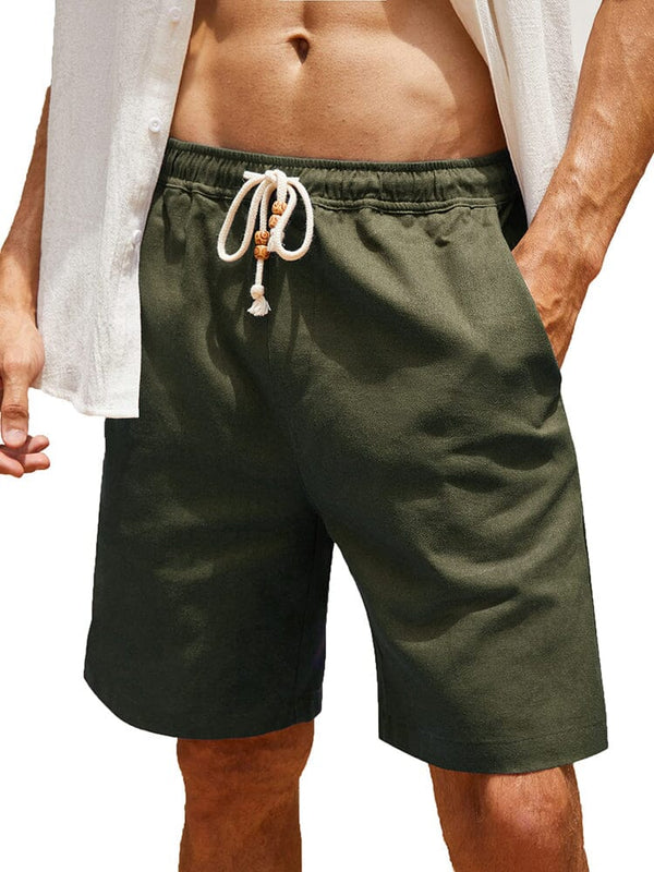 Coofandy Casual Elastic Waist Linen Holiday Shorts (US Only) Shorts coofandy Army Green S 