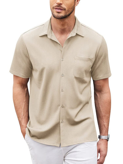Casual Regular Fit Button Down Shirt (US Only) Shirts Coofandy's Beige S 