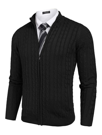 Cardigan Knitted Zip Up Sweater with Pockets (US Only) Sweaters Coofandy's Black S 