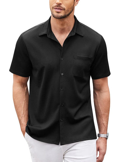 Casual Regular Fit Button Down Shirt (US Only) Shirts Coofandy's Black S 