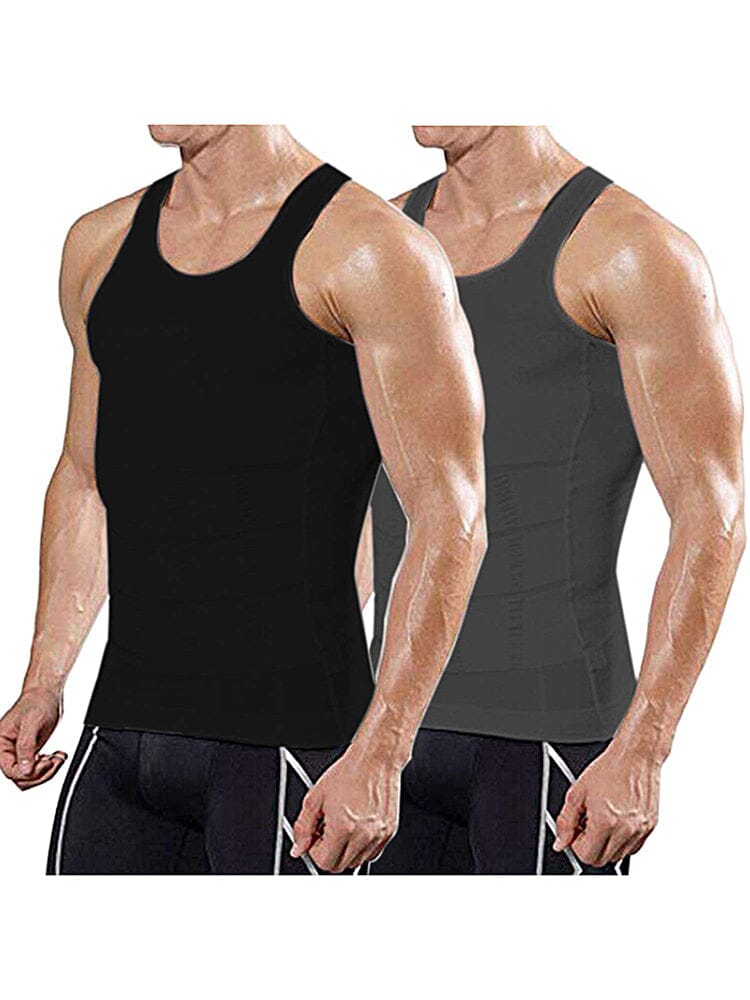 Compression Gym Workout Tank Top (US Only) Tank Tops coofandy Black/Grey M 