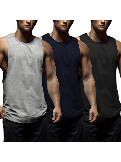 Coofandy 3 Pack Workout Tank Tops (US Only) Tank Tops coofandy Black/Navy Blue/Light Grey S 