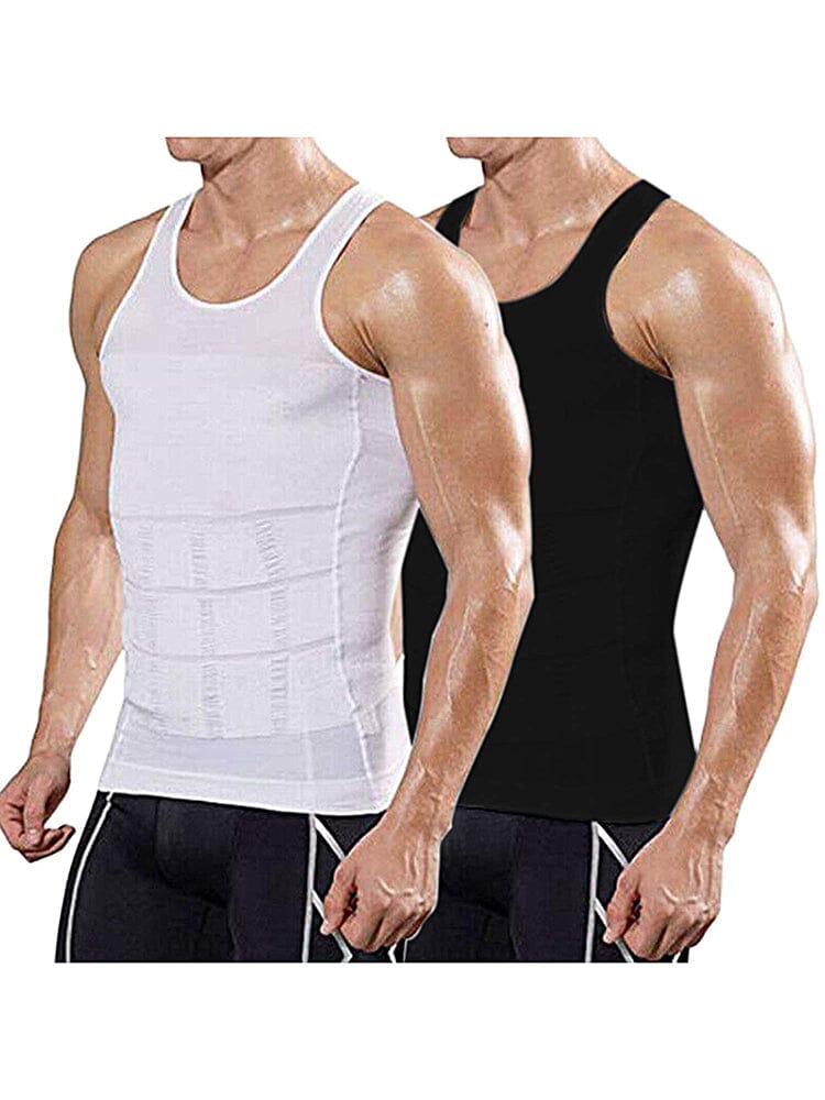 Compression Gym Workout Tank Top (US Only) Tank Tops coofandy White/Black M 