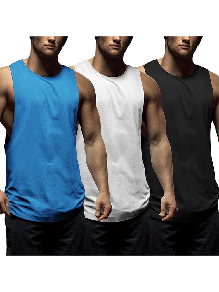 Coofandy 3 Pack Workout Tank Tops (US Only) Tank Tops coofandy Black/White/Blue S 