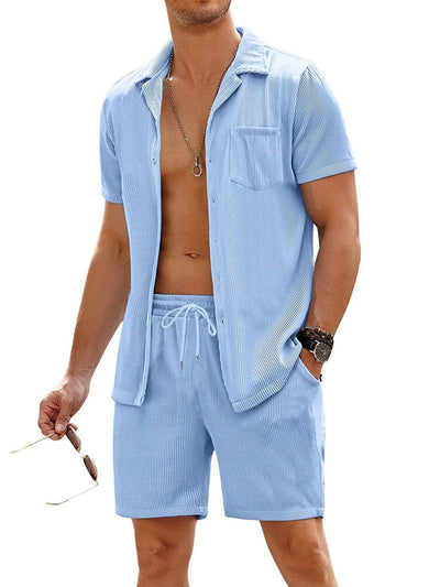 Casual 2 Pieces Beach Outfits Set (US Only) Sets coofandystore Clear Blue S 
