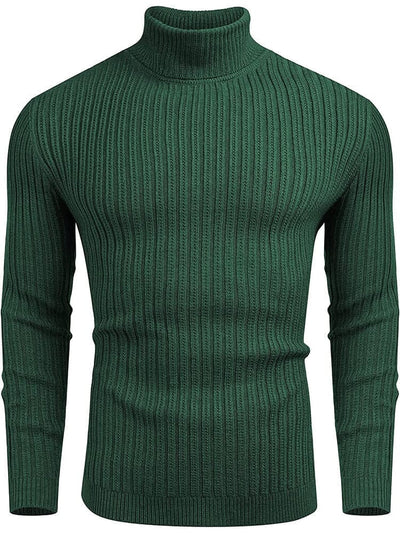 Turtleneck Knitted Classic Ribbed Sweater (Us Only) Sweaters COOFANDY Store Dark Green S 