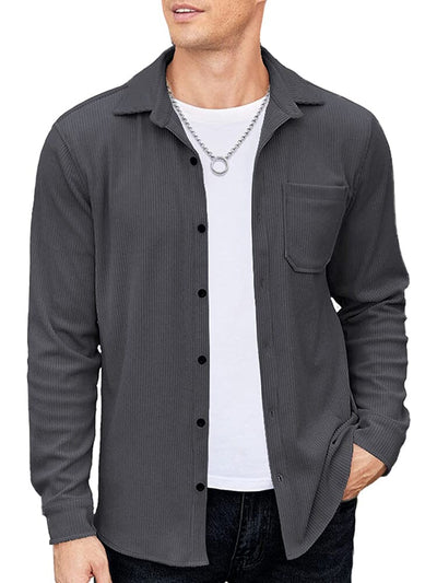 Casual Lightweight Corduroy Shirt (US Only) Button-Down Shirts COOFANDY Store Dark Grey XL 