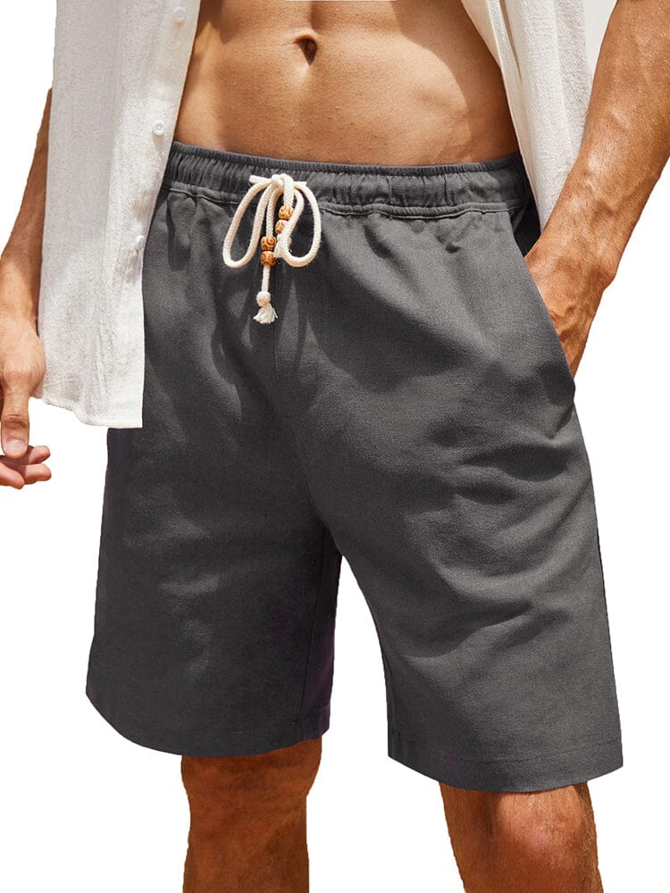 Coofandy Casual Elastic Waist Linen Holiday Shorts (US Only) Shorts coofandy Dark Grey S 