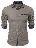 Cotton Plaid Collar Button Down Shirt (Us Only) Shirts & Polos COOFANDY Store Dark Khaki S 