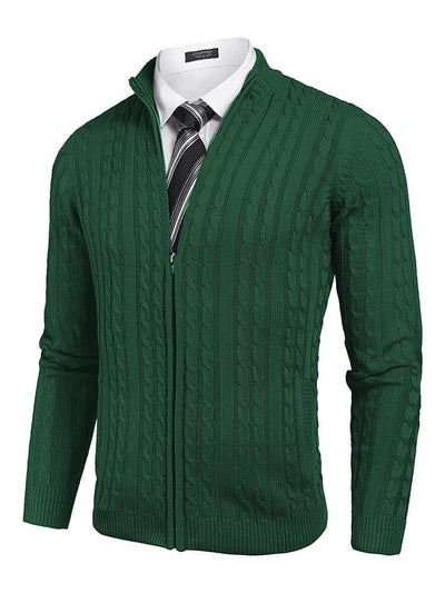 Cardigan Knitted Zip Up Sweater with Pockets (US Only) Sweaters Coofandy's Green S 