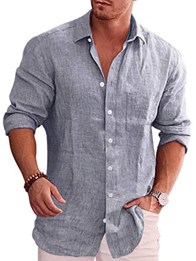 Classic Casual Button Down Cotton Linen Shirt (Us Only) Shirts coofandy Grey S 