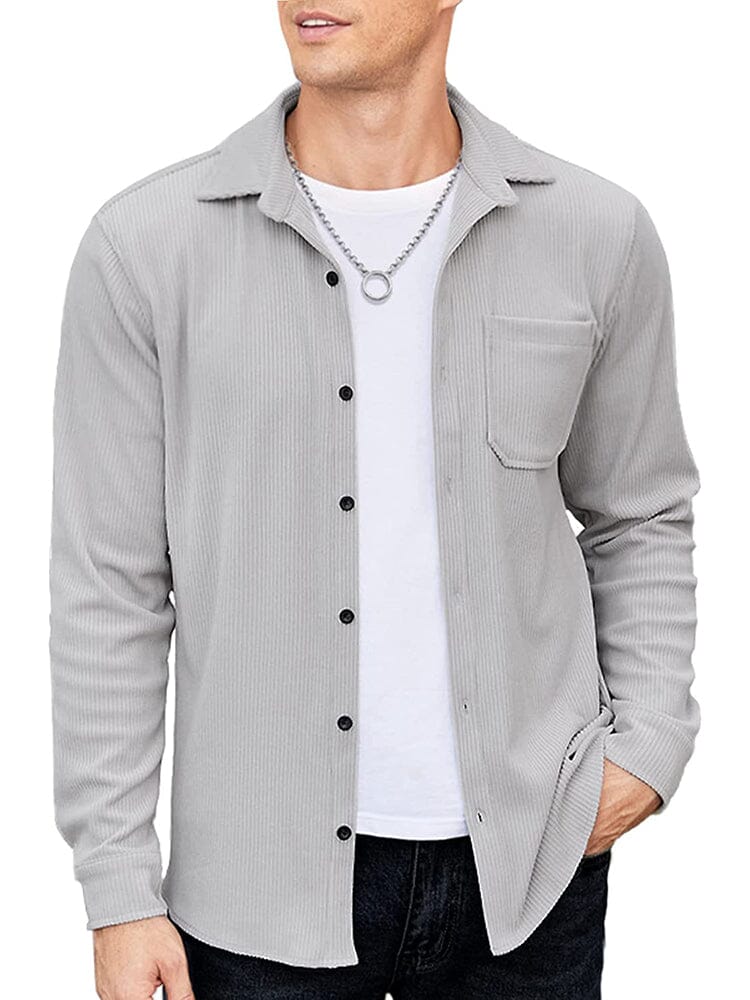 Casual Lightweight Corduroy Shirt (US Only) Button-Down Shirts COOFANDY Store Grey S 