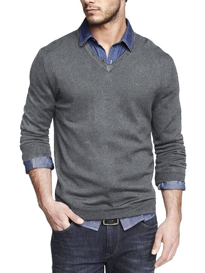 Casual Ribbed Knitted Pullover Sweater (US Only) Sweater coofandy Grey S 