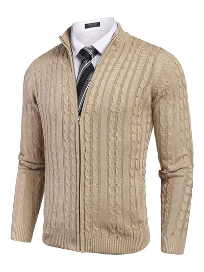 Cardigan Knitted Zip Up Sweater with Pockets (US Only) Sweaters Coofandy's Khaki S 