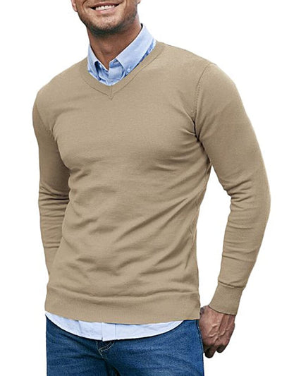 Casual Ribbed Knitted Pullover Sweater (US Only) Sweater coofandy Khaki S 