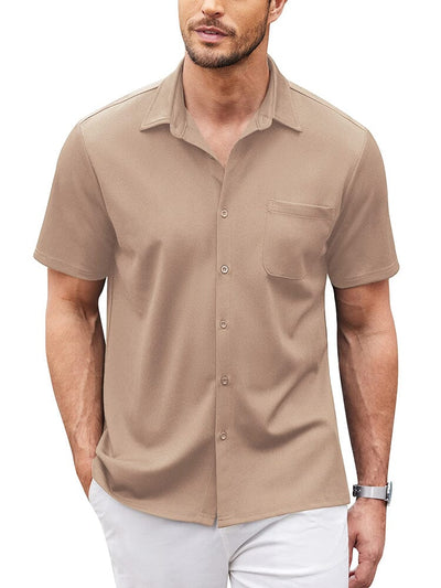 Casual Regular Fit Button Down Shirt (US Only) Shirts Coofandy's Khaki S 