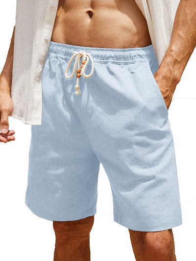 Coofandy Casual Elastic Waist Linen Holiday Shorts (US Only) Shorts coofandy Light Blue S 