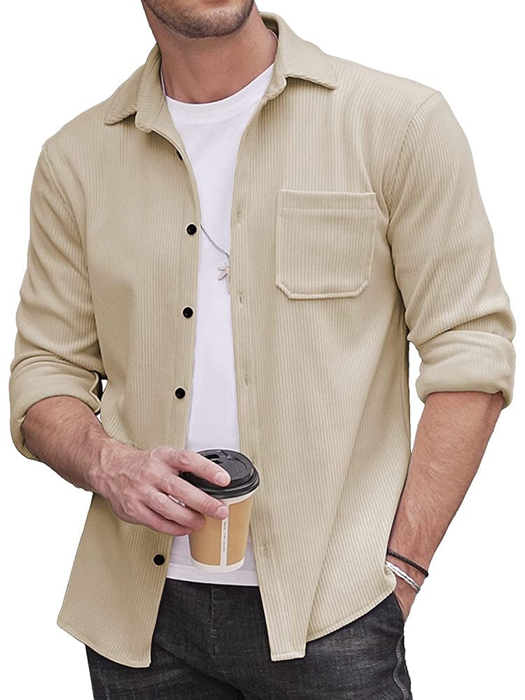 Casual Lightweight Corduroy Shirt (US Only) Button-Down Shirts COOFANDY Store Light Brown S 