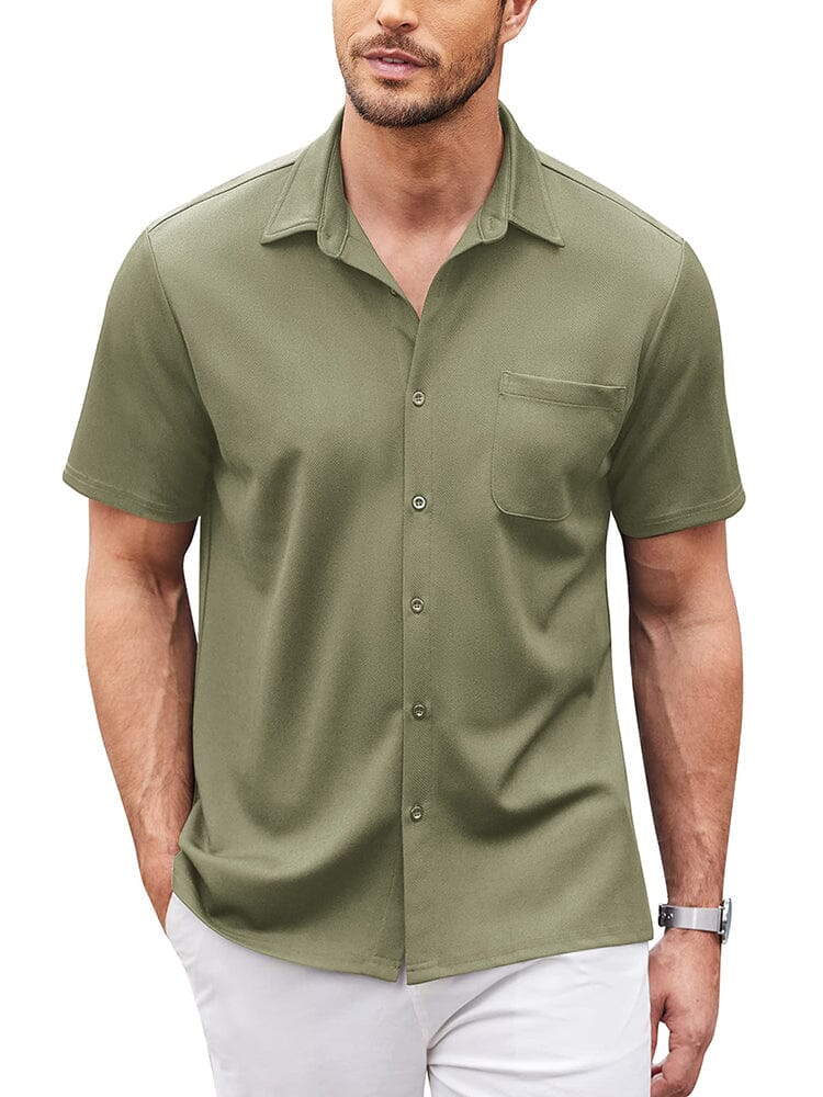 Casual Regular Fit Button Down Shirt (US Only) Shirts Coofandy's Light Green S 