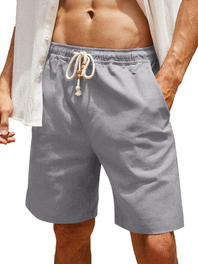 Coofandy Casual Elastic Waist Linen Holiday Shorts (US Only) Shorts coofandy Light Grey S 