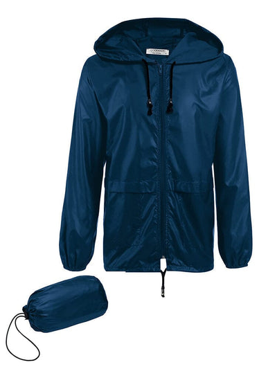 Packable Classic Cycling Outdoor Waterproof Raincoat (US Only) Raincoats coofandy Navy Blue S 