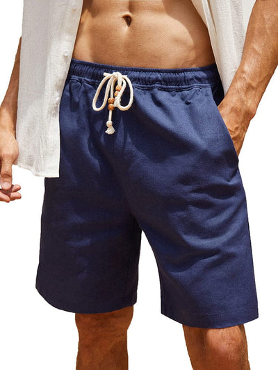 Coofandy Casual Elastic Waist Linen Holiday Shorts (US Only) Shorts coofandy Navy Blue S 