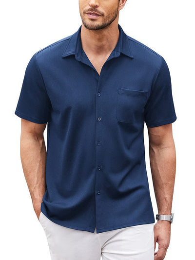 Casual Regular Fit Button Down Shirt (US Only) Shirts Coofandy's Navy Blue S 