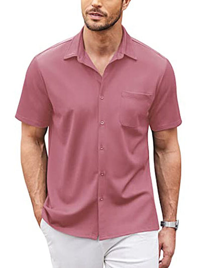 Casual Regular Fit Button Down Shirt (US Only) Shirts Coofandy's Pink S 
