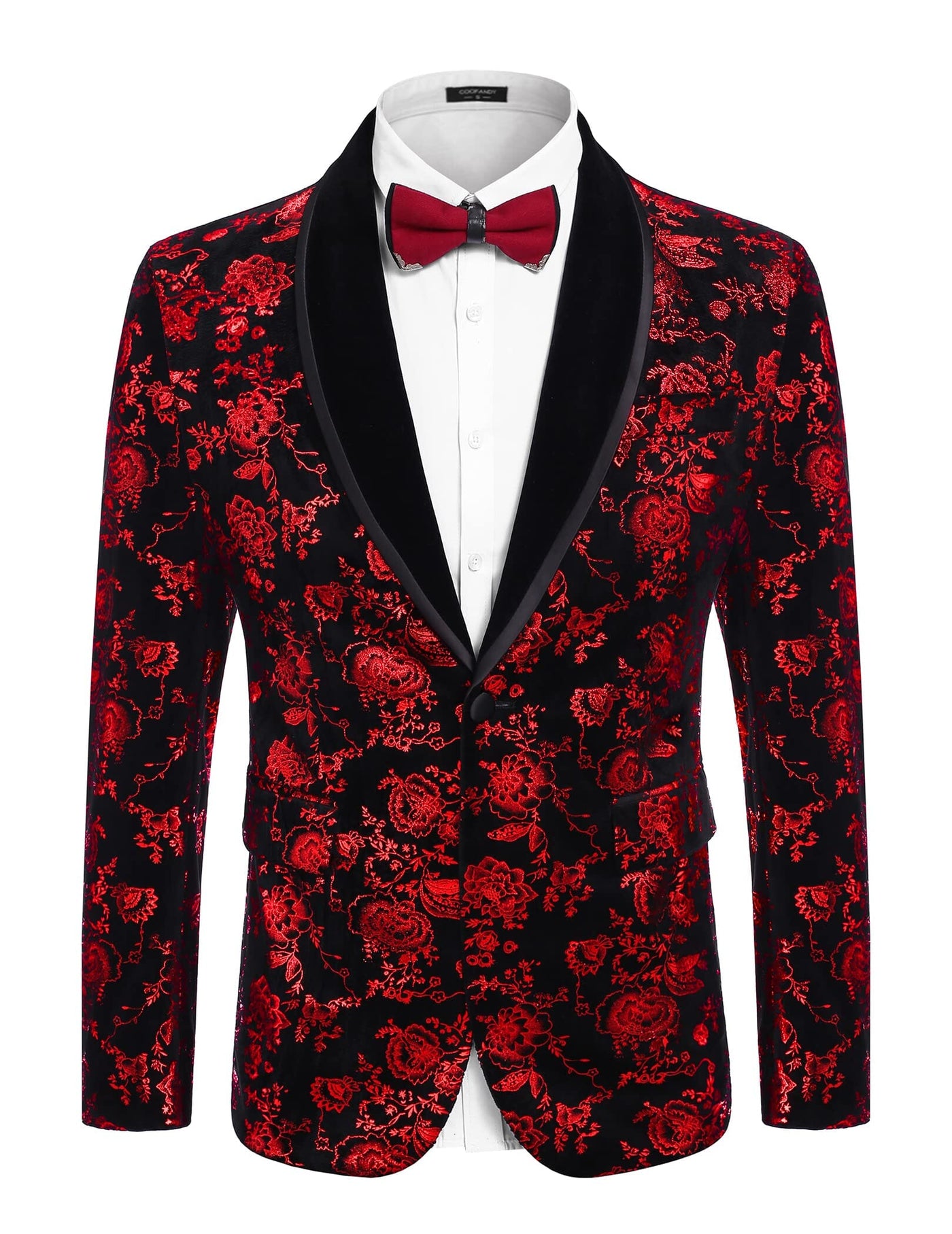 Coofandy Floral Wedding Blazer (US Only) Blazer coofandy Red S 