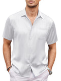 Casual Silk Satin Short Sleeve Shirt (US Only) Shirts coofandy White S 